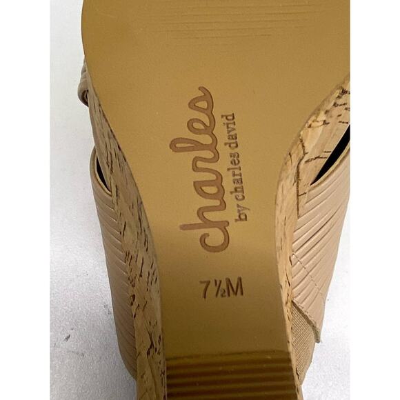 New Charles David Tan Linger Cork Wedge Heeled Sandals 7.5 - Picture 8 of 8